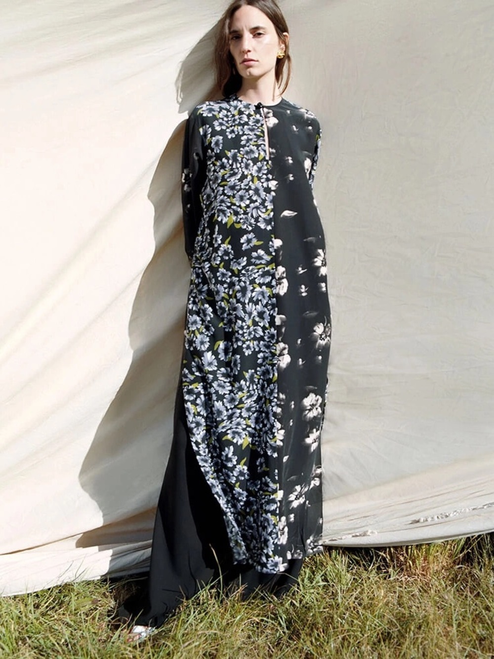 Rodebjer Sorrento Patchwork Floral Black Maxi Dress